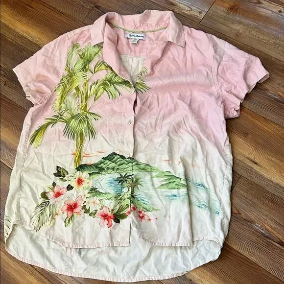 TOMMY BAHAMA Artist Series '23 Perfect Paradise Talulla Silk Camp Shirt size L - Picture 6 of 11